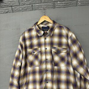 Dixxon Flannel Suicidal Tendencies Join The Army Plaid Shirt Mens 2X Tan Purple